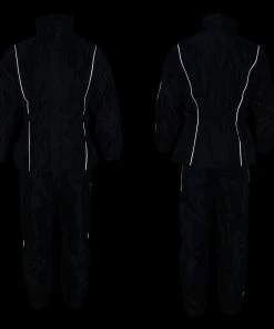 NexGen SH2225 Men's Black Waterproof Rain Suit With Reflective Piping Riding Gear