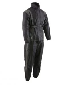Milwaukee Leather SH2225L Women's Black And Grey Waterproof Rain Suit With Reflective Piping Rain Gear