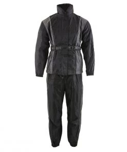 Milwaukee Leather SH2225L Women's Black And Grey Waterproof Rain Suit With Reflective Piping Rain Gear