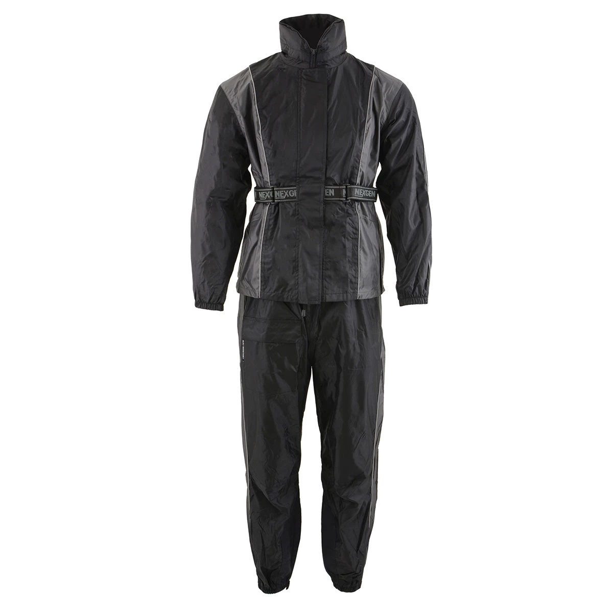 NexGen Ladies SH222503 Black And Grey Hooded Water Proof Rain Suit Rain Gear