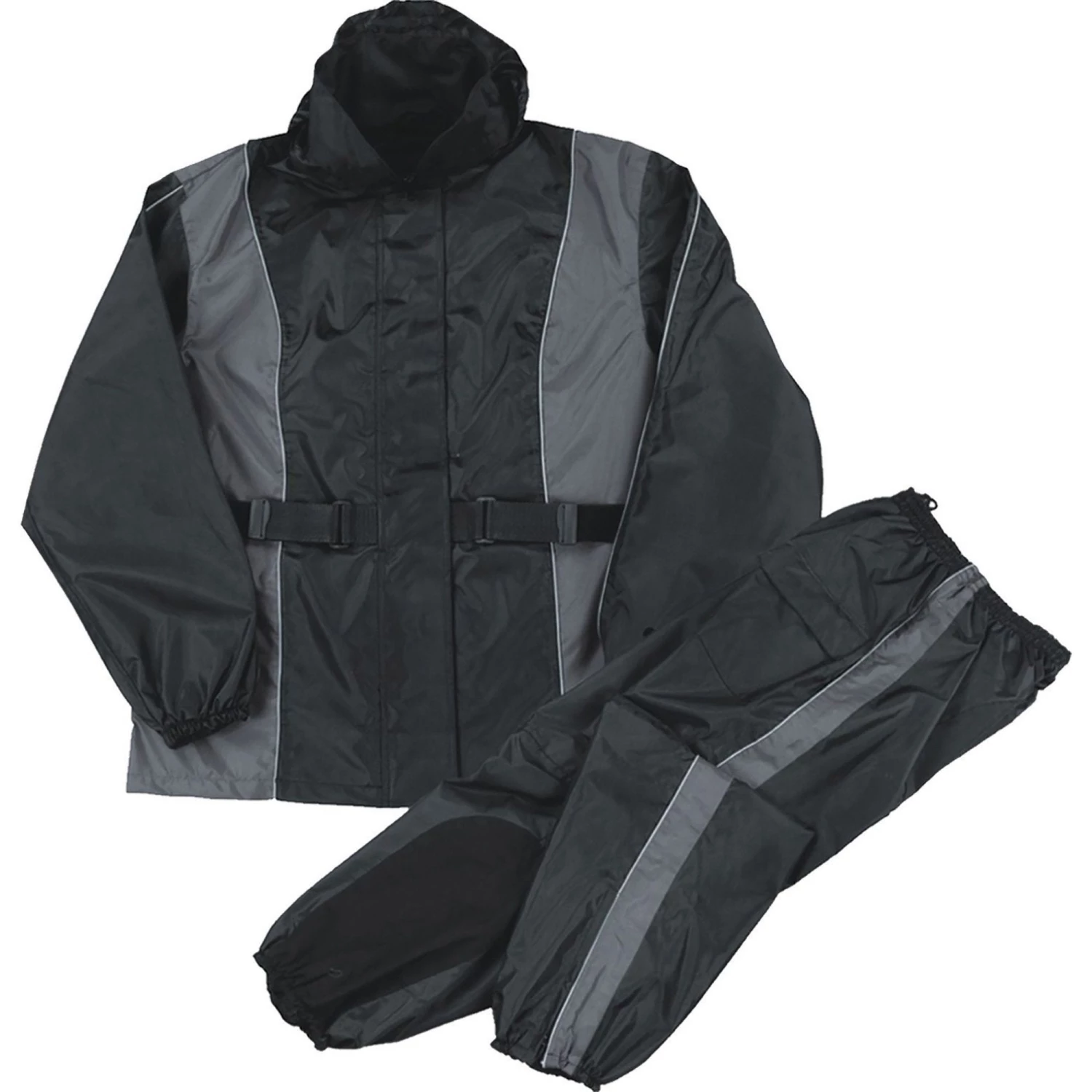 Milwaukee Leather SH2225L Women's Black And Grey Waterproof Rain Suit With Reflective Piping Rain Gear