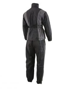 Milwaukee Leather SH2225L Women's Black And Grey Waterproof Rain Suit With Reflective Piping Rain Gear