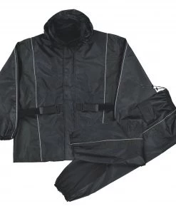 Rain Gear Milwaukee Leather SH2225L Women's Black Water Resistant Rain Suit With Reflective Piping