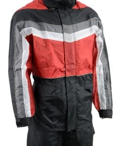 NexGen Men's SH2226 Black And Red Hooded Water Proof Rain Suit