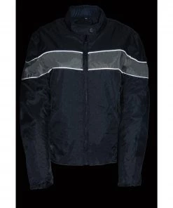 Biker's Edge NexGen SH2261 Ladies Lightweight Black And Grey Textile Jacket With Reflective Piping Motorcycle Jackets