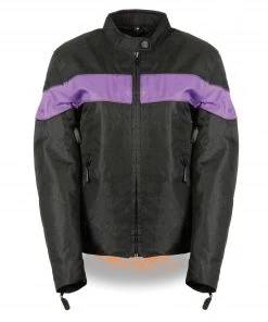 Biker's Edge NexGen SH2261 Ladies Black And Purple Textile Lightweight Jacket With Reflective Piping Motorcycle Jackets