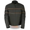 NexGen SH2285 Men's Black With Orange Stripes Scooter Style Textile Jacket