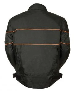 NexGen SH2285 Men's Black With Orange Stripes Scooter Style Textile Jacket