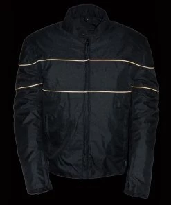 NexGen SH2285 Men's Black With Orange Stripes Scooter Style Textile Jacket