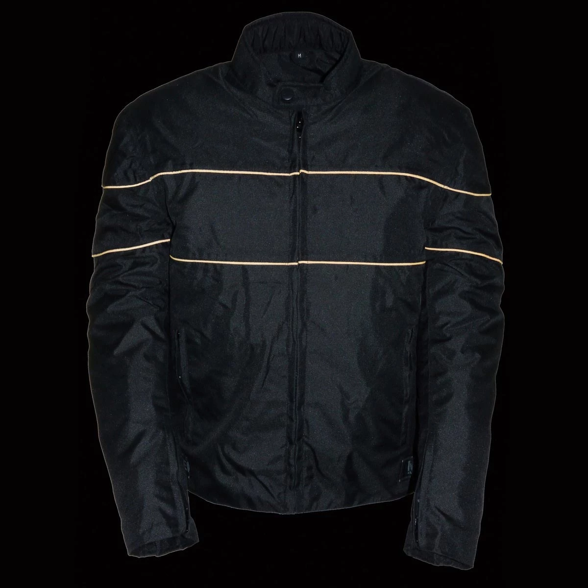 NexGen SH2285 Men's Black Scooter Style Textile Jacket With Orange Stripes Motorcycle Jackets