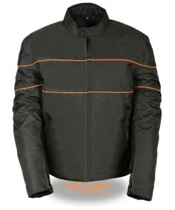 NexGen SH2285 Men's Black Scooter Style Textile Jacket With Orange Stripes Motorcycle Jackets