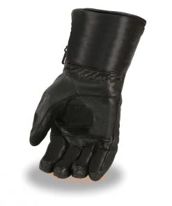 Milwaukee Leather SH232 Men's'Suede Palm' Black Leather Gauntlet Gloves With Rain Mitton Riding Gear