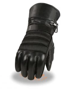Milwaukee Leather SH232 Men's'Suede Palm' Black Leather Gauntlet Gloves With Rain Mitton Riding Gear