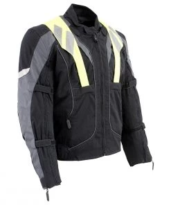 Motorcycle Jackets NexGen SH2325 Men's Armored Two In One Textile And Mesh Racing Jacket With Retractable Hi Viz Protection