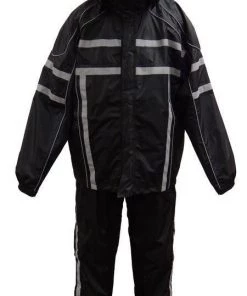 NexGen SH2331 Men's Black Water Resistant Rain Suit With Reflective Tape