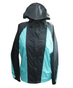 NexGen Ladies SH2333 Black And Turquoise Hooded Water Proof Rain Suit Rain Gear