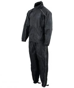 NexGen SH2334 Men’s Black Water Proof Rain Suit With Reflective Flame Skull Design Riding Gear