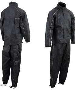 NexGen SH2334 Men’s Black Water Proof Rain Suit With Reflective Flame Skull Design Riding Gear