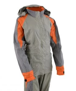 Milwaukee Leather SH2336SGO Women's Gray And Orange Rain Suit Water Resistant With Reflective Piping Rain Gear