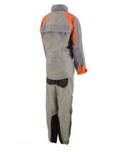 Milwaukee Leather SH2336SGO Women's Gray And Orange Rain Suit Water Resistant With Reflective Piping Rain Gear