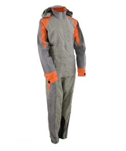 Milwaukee Leather SH2336SGO Women's Gray And Orange Rain Suit Water Resistant With Reflective Piping Rain Gear