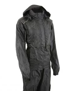 Rain Gear Milwaukee Leather SH2342 Women's Black Water Resistant Rain Suit With Reflective Butterflies