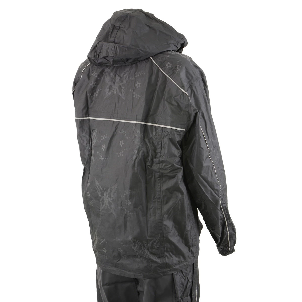 Rain Gear Milwaukee Leather SH2342 Women's Black Water Resistant Rain Suit With Reflective Butterflies