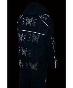 Rain Gear Milwaukee Leather SH2342 Women's Black Water Resistant Rain Suit With Reflective Butterflies
