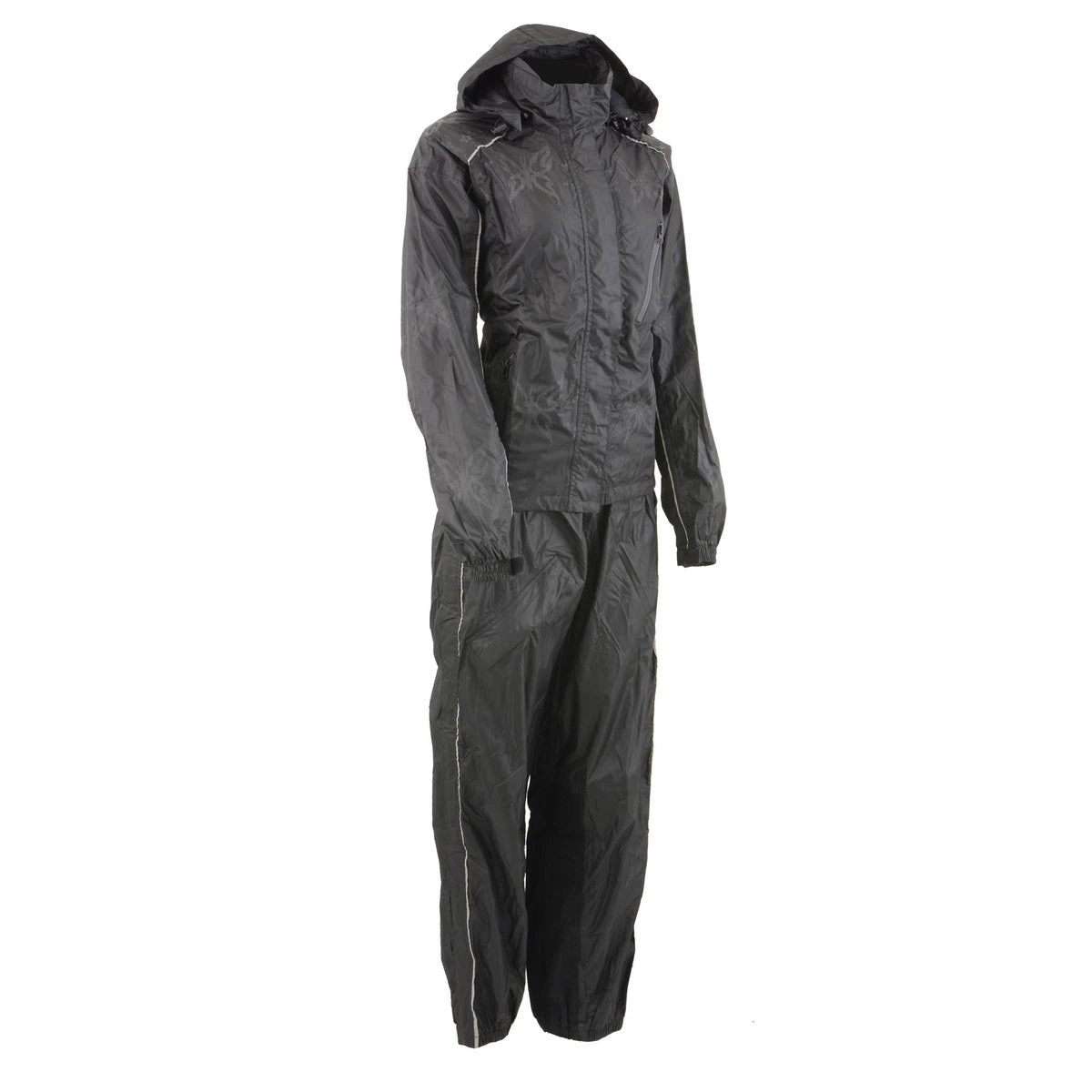 Rain Gear Milwaukee Leather SH2342 Women's Black Water Resistant Rain Suit With Reflective Butterflies