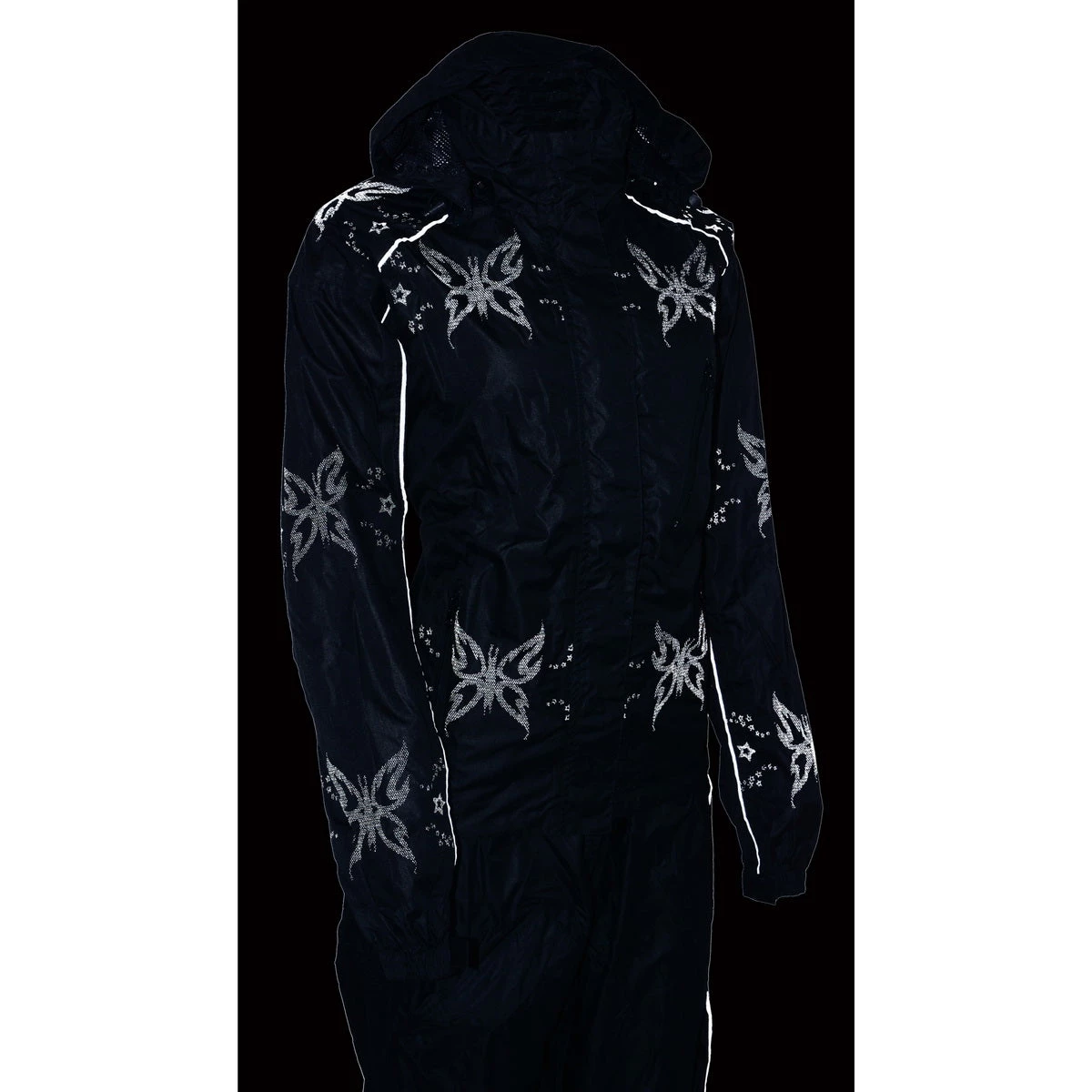 Rain Gear Milwaukee Leather SH2342 Women's Black Water Resistant Rain Suit With Reflective Butterflies