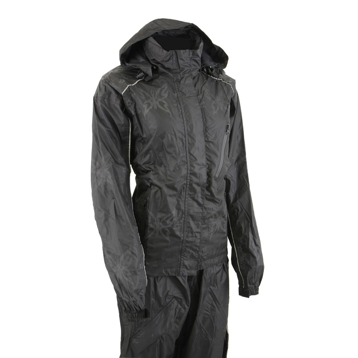 Rain Gear Milwaukee Leather SH2342 Women's Black Water Resistant Rain Suit With Reflective Butterflies