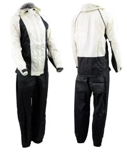 NexGen Ladies SH2344 Beige And Black Hooded Water Proof Rain Suit Rain Gear