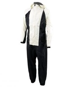 NexGen Ladies SH2344 Beige And Black Hooded Water Proof Rain Suit Rain Gear