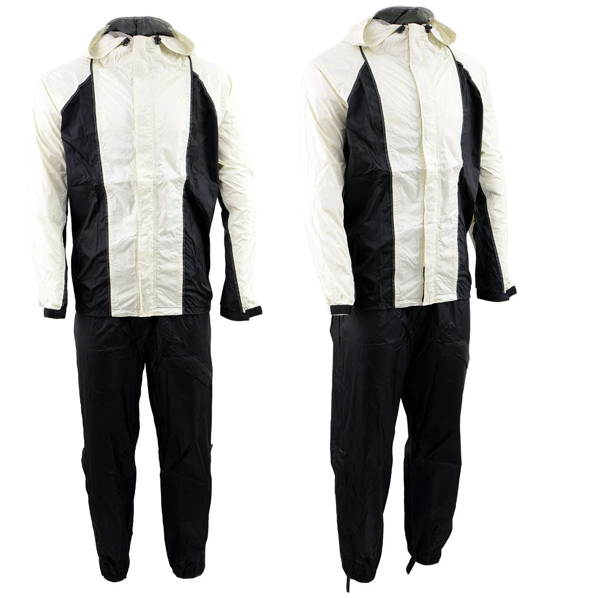 NexGen Ladies SH2343 Beige And Black Hooded Water Proof Rain Suit Rain Gear