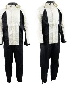 NexGen Ladies SH2344 Beige And Black Hooded Water Proof Rain Suit Rain Gear