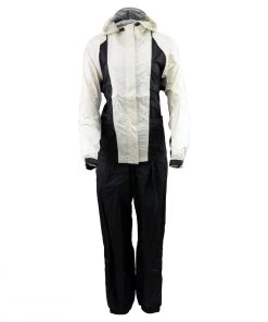 NexGen Ladies SH2343 Beige And Black Hooded Water Proof Rain Suit Rain Gear