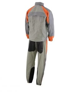 Riding Gear Milwaukee Leather SH2346SGO Men's Gray And Orange Water Resistant Rain Suit With Reflective Piping