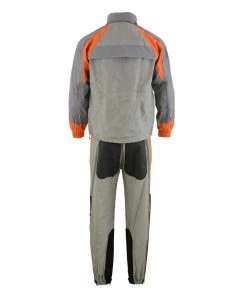 Riding Gear Milwaukee Leather SH2346SGO Men's Gray And Orange Water Resistant Rain Suit With Reflective Piping