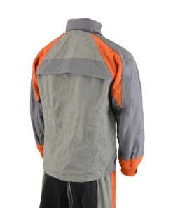 Riding Gear Milwaukee Leather SH2346SGO Men's Gray And Orange Water Resistant Rain Suit With Reflective Piping