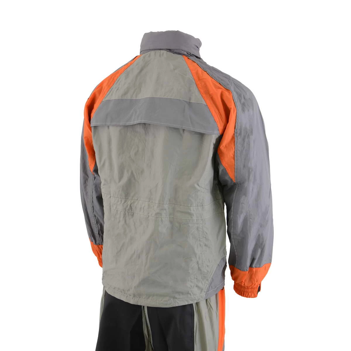 Riding Gear Milwaukee Leather SH2346SGO Men's Gray And Orange Water Resistant Rain Suit With Reflective Piping