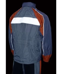 Riding Gear Milwaukee Leather SH2346SGO Men's Gray And Orange Water Resistant Rain Suit With Reflective Piping