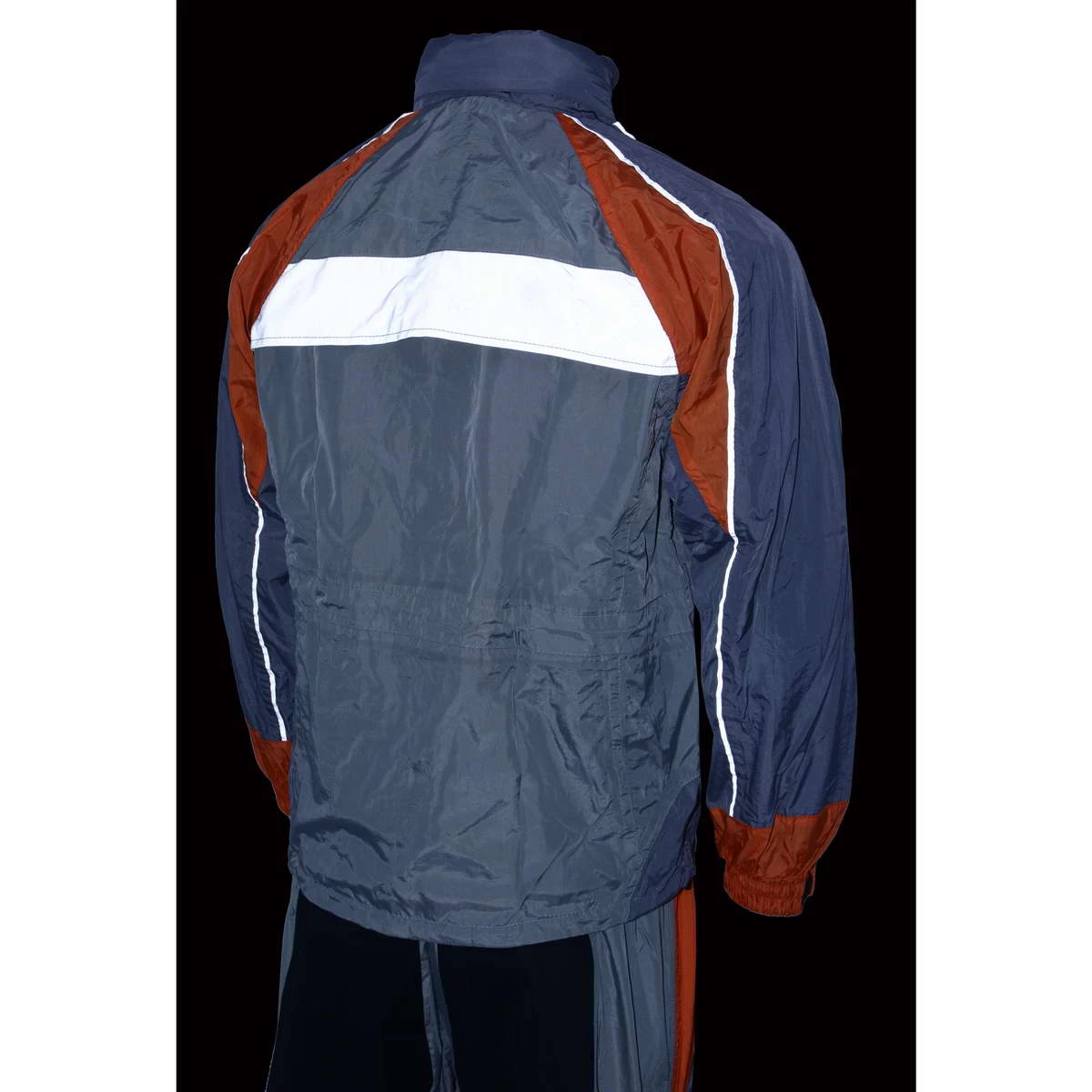 Riding Gear Milwaukee Leather SH2346SGO Men's Gray And Orange Water Resistant Rain Suit With Reflective Piping