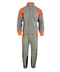 Riding Gear Milwaukee Leather SH2346SGO Men's Gray And Orange Water Resistant Rain Suit With Reflective Piping