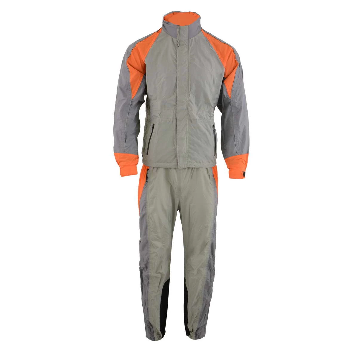 Riding Gear Milwaukee Leather SH2346SGO Men's Gray And Orange Water Resistant Rain Suit With Reflective Piping
