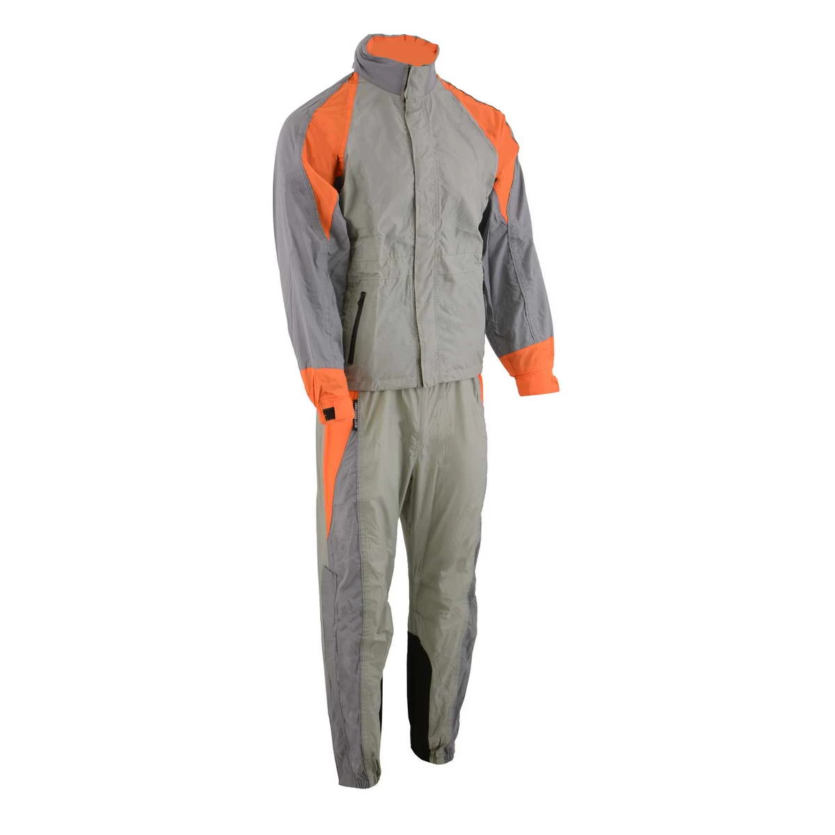 Riding Gear Milwaukee Leather SH2346SGO Men's Gray And Orange Water Resistant Rain Suit With Reflective Piping