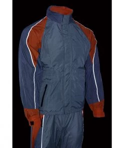 Riding Gear Milwaukee Leather SH2346SGO Men's Gray And Orange Water Resistant Rain Suit With Reflective Piping