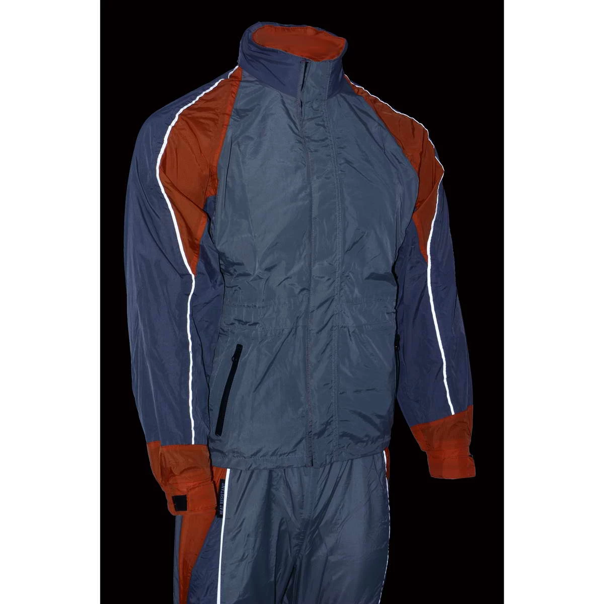 Riding Gear Milwaukee Leather SH2346SGO Men's Gray And Orange Water Resistant Rain Suit With Reflective Piping