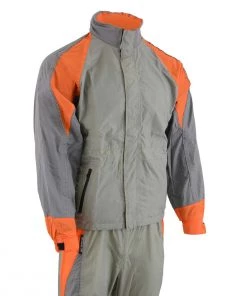 Riding Gear Milwaukee Leather SH2346SGO Men's Gray And Orange Water Resistant Rain Suit With Reflective Piping