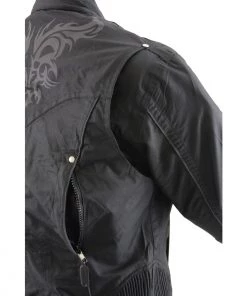 Motorcycle Jackets Milwaukee Leather SH2366 Ladies'Reflective Tribal' Black Armored Textile Jacket
