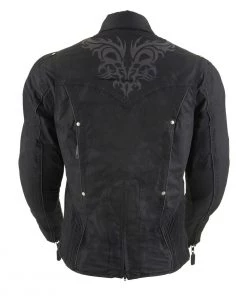 Motorcycle Jackets Milwaukee Leather SH2366 Ladies'Reflective Tribal' Black Armored Textile Jacket
